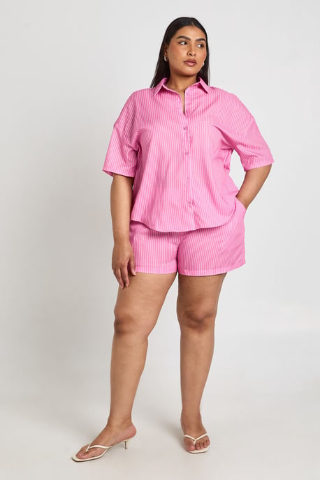Plus Stripe Elasticated Waist Short - Image 1