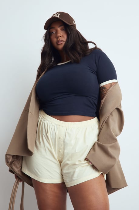 Plus Cotton Poplin Button Down Short - Image 1