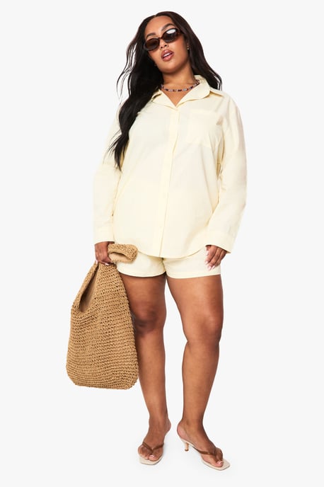 Plus Cotton Poplin Button Down Short - Image 3