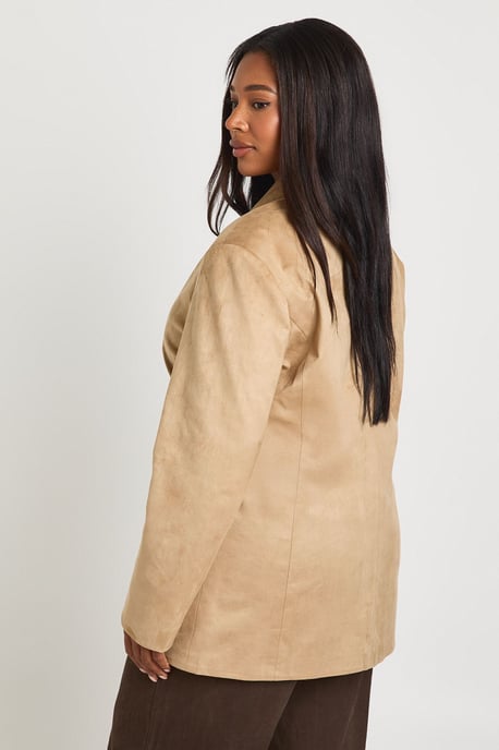 Plus Slouchy Suede Boyfriend Blazer - Image 2