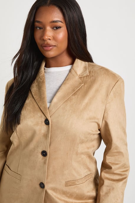 Plus Slouchy Suede Boyfriend Blazer - Image 4