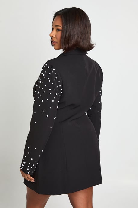 Plus Pearl Embellished Blazer Dress - Image 2