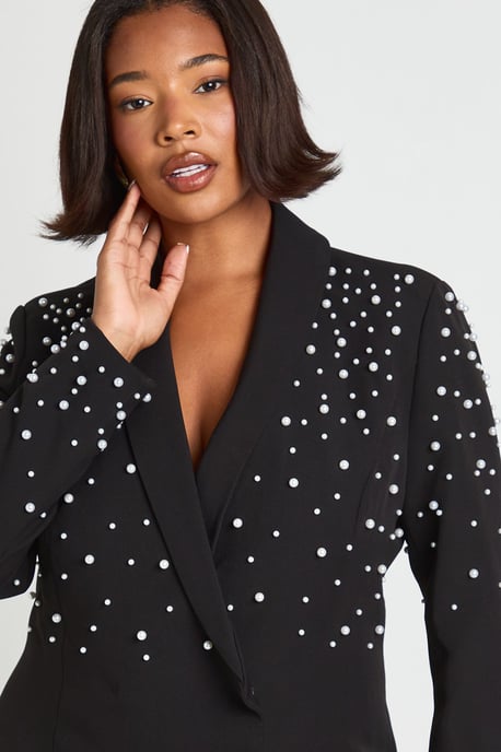 Plus Pearl Embellished Blazer Dress - Image 4