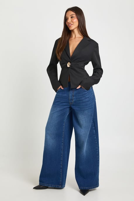 Gold Button Ruched Blazer - Image 3