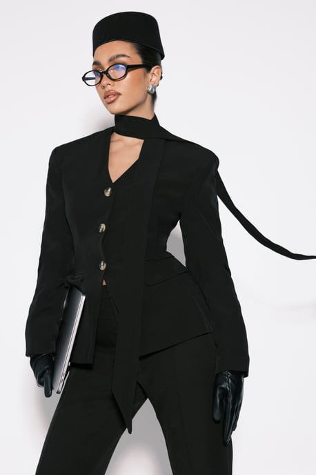 Scarf Detail Cinched Blazer - Image 3