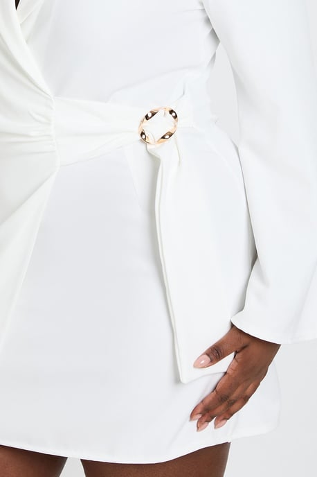 Plus Buckle Detail Tie Waist Tailored Blazer Dress - Image 4