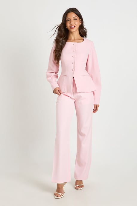Scoop Neckline Cinched Barrel Sleeve Blazer - Image 3