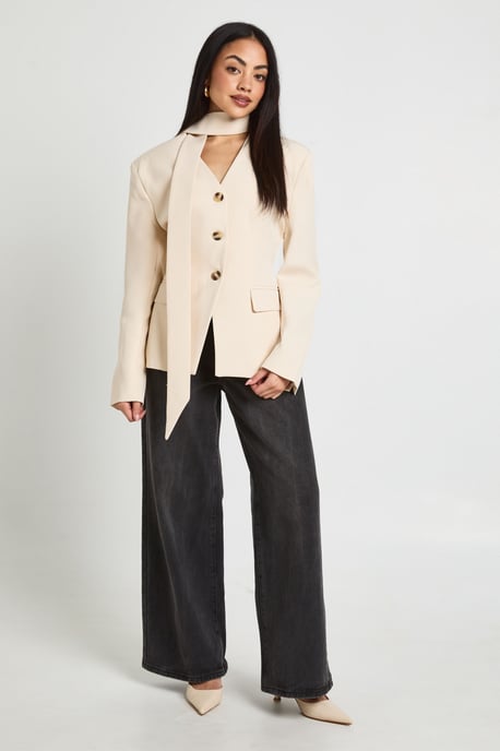 Scarf Detail Cinched Blazer - Image 3