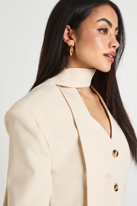 Scarf Detail Cinched Blazer - Image 4