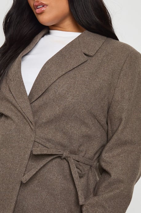 Plus Tie Detail Wool Look Blazer - Image 4