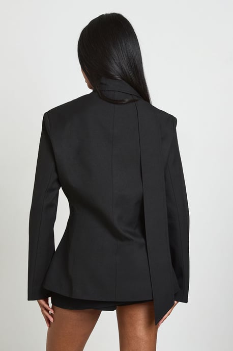 Scarf Detail Open Front Blazer - Image 2