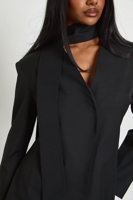 Scarf Detail Open Front Blazer - Image 4