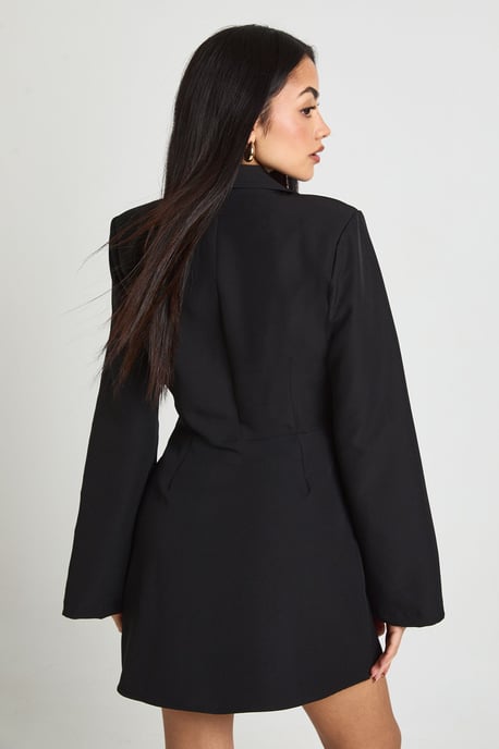 Buckle Detail Flared Sleeve Blazer Dress - Image 2