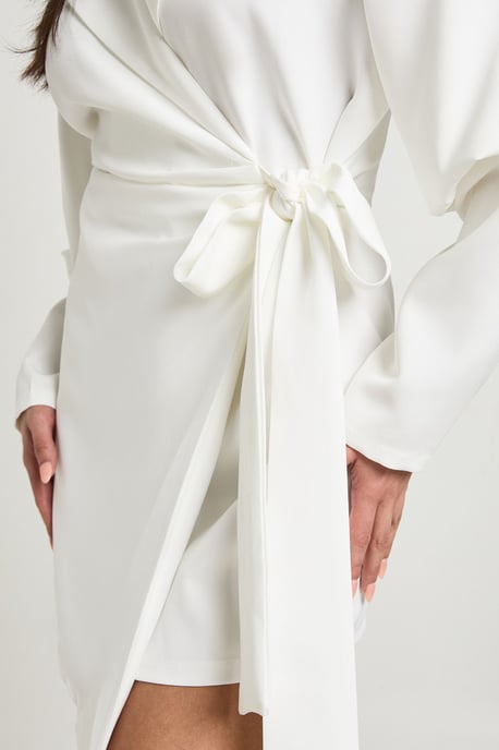 Volume Sleeve Tie Waist Blazer Dress - Image 4