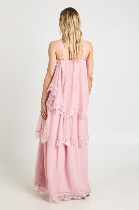 Petite Crinkle Chiffon & Lace Layered Maxi Dress - Image 2