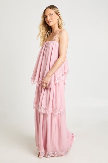 Petite Crinkle Chiffon & Lace Layered Maxi Dress - Image 3