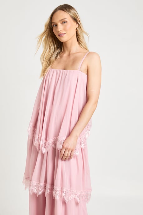 Petite Crinkle Chiffon & Lace Layered Maxi Dress - Image 4