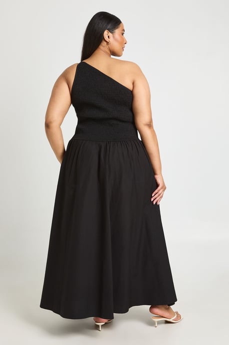 Plus Aysm Shirred Body One Shoulder Maxi Dress - Image 2