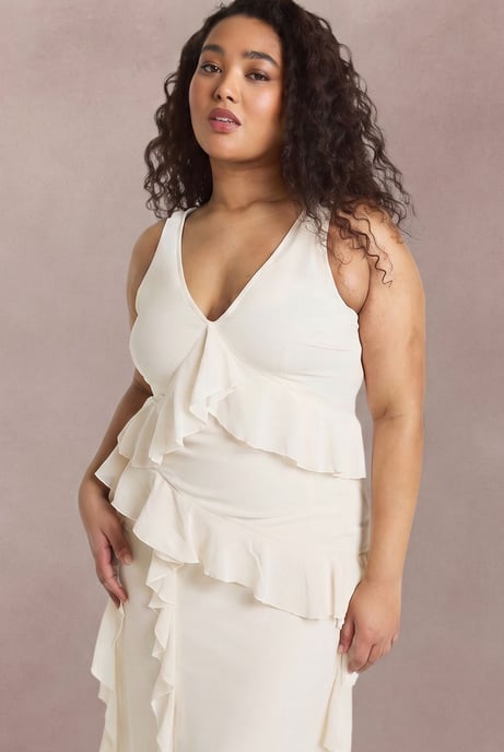 Plus Asymmetric Waist Ruffle Maxi Dress - Image 3