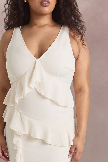Plus Asymmetric Waist Ruffle Maxi Dress - Image 4