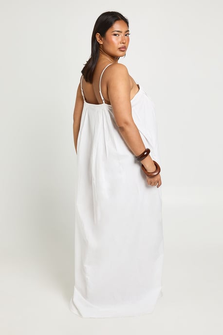 Plus Cotton Poplin Pleated Volume Maxi Dress - Image 2