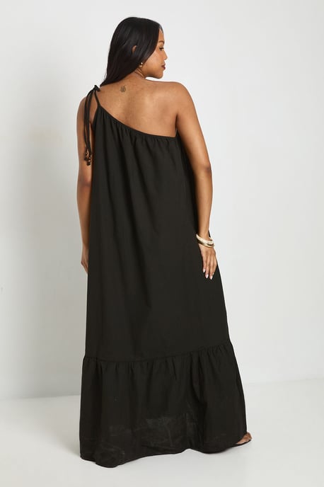Maternity Beaded Tie One Shoulder Smock Maxi Dress - Image 2