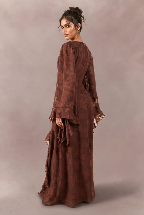 Tonal Burnout Plunge Front Maxi Dress - Image 2
