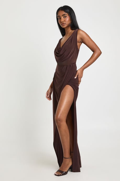 Tall Slinky Ruched Wrap Maxi Dress - Image 2