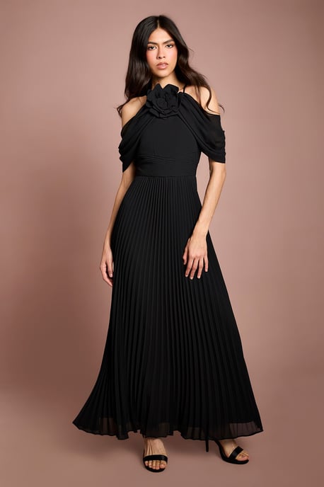 Coast Muse Corsage Halterneck Pleated Maxi Dress - Image 4