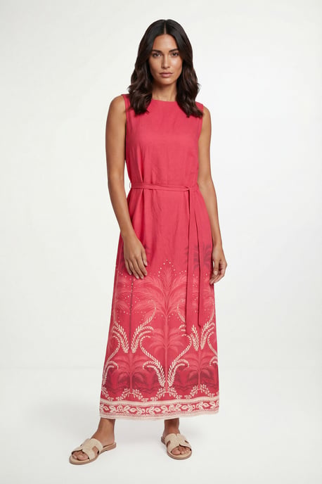 Summer Tropical Belted Maxi Dress - Image 1