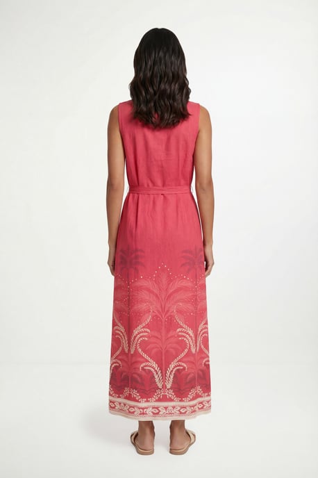 Summer Tropical Belted Maxi Dress - Image 3