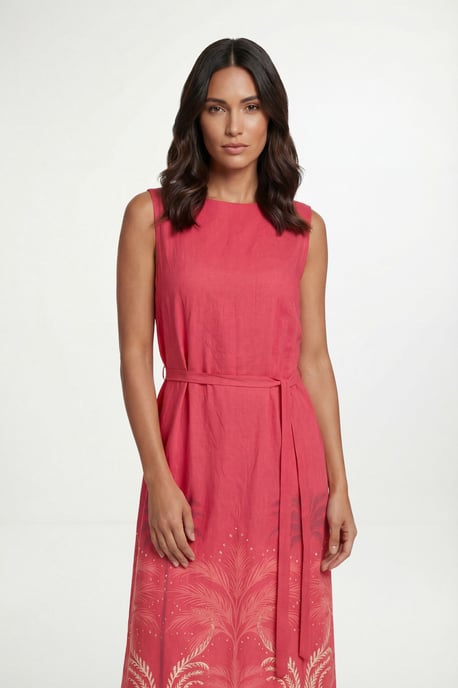 Summer Tropical Belted Maxi Dress - Image 4