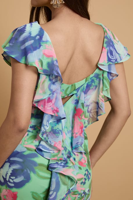 Petite Orchid Floral Printed Waterfall Maxi Dress - Image 4