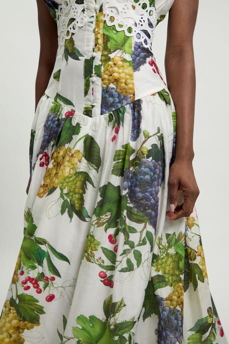 Fruit Print Tape Detail Short Sleeve Woven Maxi Dress - Image 4