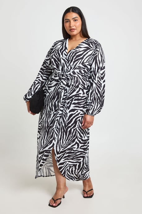 Plus Zebra Textured Tie Detail Maxi Dress - Image 3