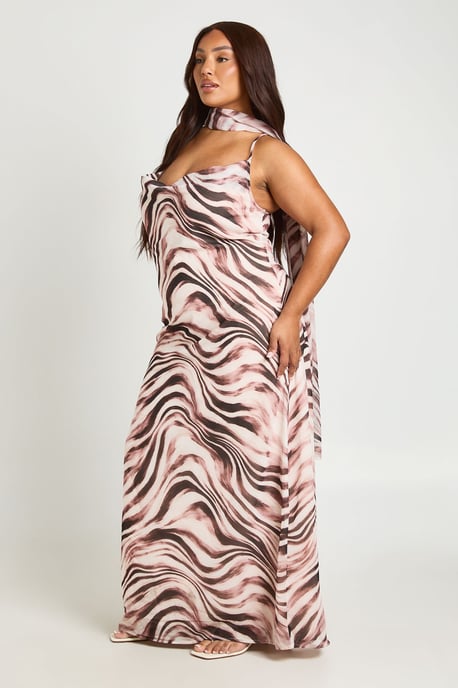Plus Chiffon Cowl Neck Maxi Dress - Image 3