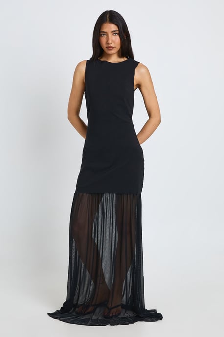 Tall Sheer Hem Sleeveless Maxi Dress - Image 1