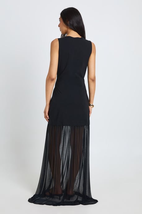 Tall Sheer Hem Sleeveless Maxi Dress - Image 2