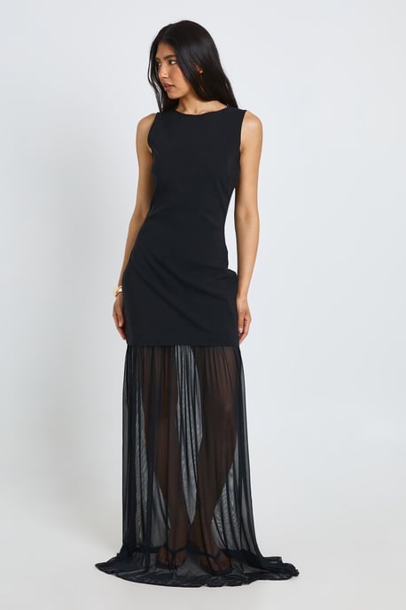 Tall Sheer Hem Sleeveless Maxi Dress - Image 3