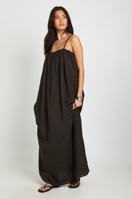 Linen Full Pocket Detail Maxi Dress - Image 3