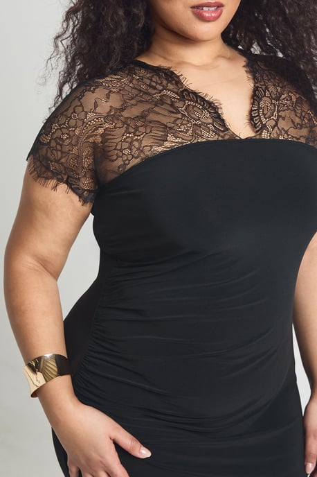 Plus Lace Insert V neck Maxi Dress - Image 4