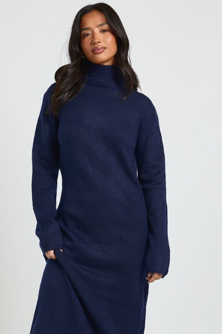 Petite Super Soft High Neck Knitted Maxi Dress - Image 3