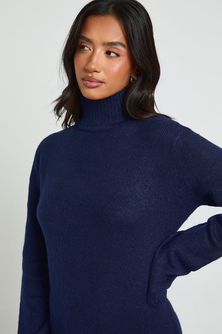 Petite Super Soft High Neck Knitted Maxi Dress - Image 4