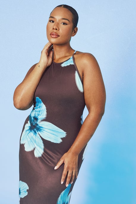 Plus Large Floral Racer Neck Maxi Dress - Image 4
