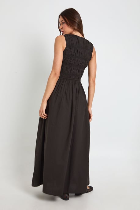 Cotton Poplin Shirred Maxi Dress - Image 2