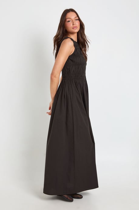 Cotton Poplin Shirred Maxi Dress - Image 3