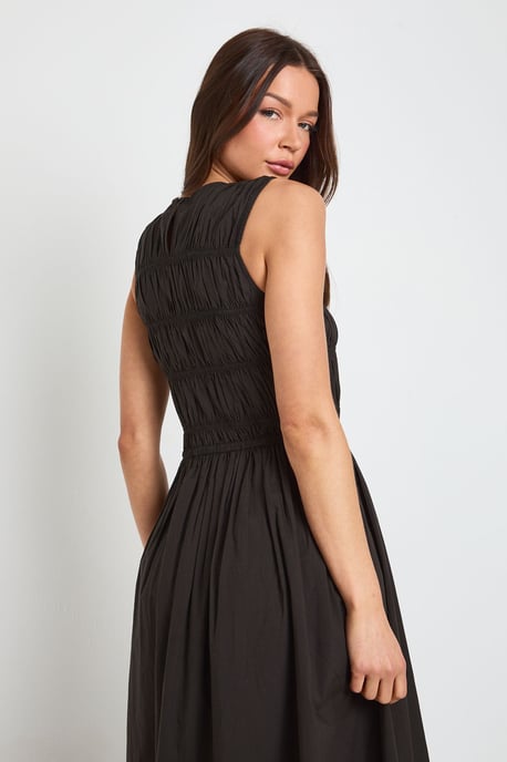 Cotton Poplin Shirred Maxi Dress - Image 4