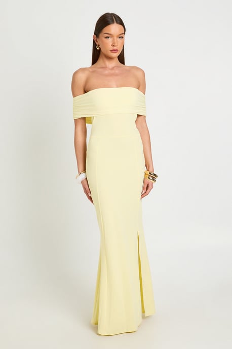 Ruched Bardot Fluid Maxi Dress - Image 1