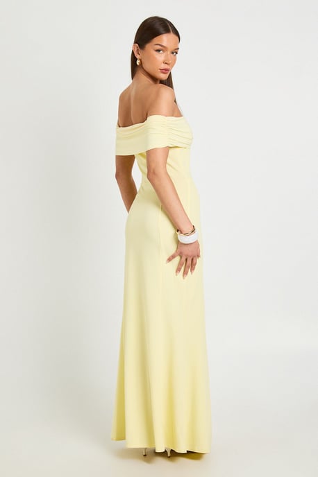 Ruched Bardot Fluid Maxi Dress - Image 2