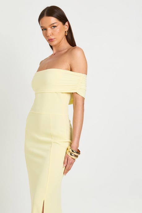 Ruched Bardot Fluid Maxi Dress - Image 4